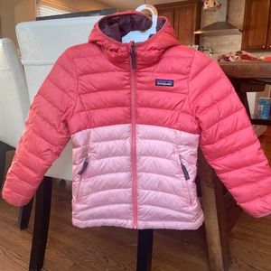 Patagonia girls down sweater hoody, Coral, XS (6)